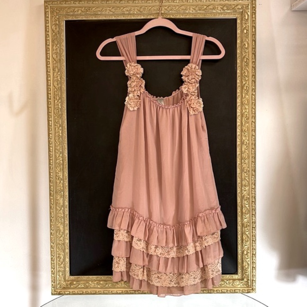 5th Culture Dust Pink Mini Cheer Lace Dress L